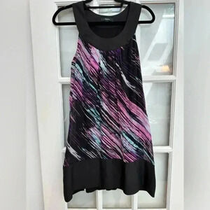 Express Vintage Y2K Purple Black Sleeveless Side Zip Silk Dress Size S Small